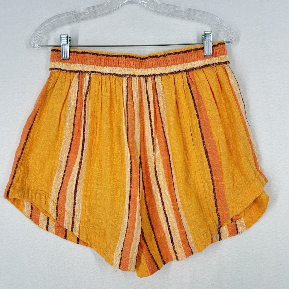 Free People Kalli Board Shorts Women's Size M Yellow Combo Cotton Drawstring NWT - Picture 2 of 10